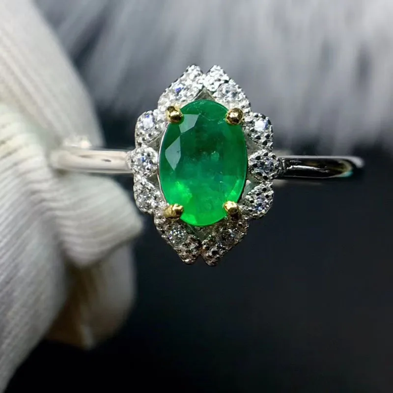 

Natural Oval Cuted Columbia Emerald Ring for Women Anniversary High Purity 4x6mm Fine Jewelry High Quality with Certificate S925