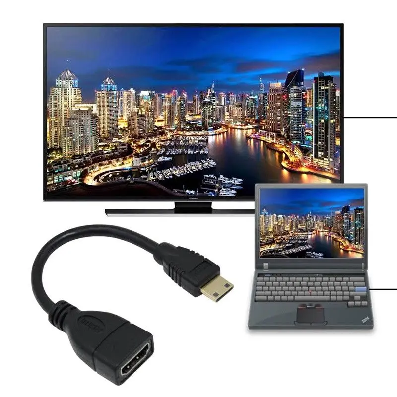 Мини HDMI-совместимый штекер-HDMI-совместимый гнездо адаптер кабель 1080P 15 см