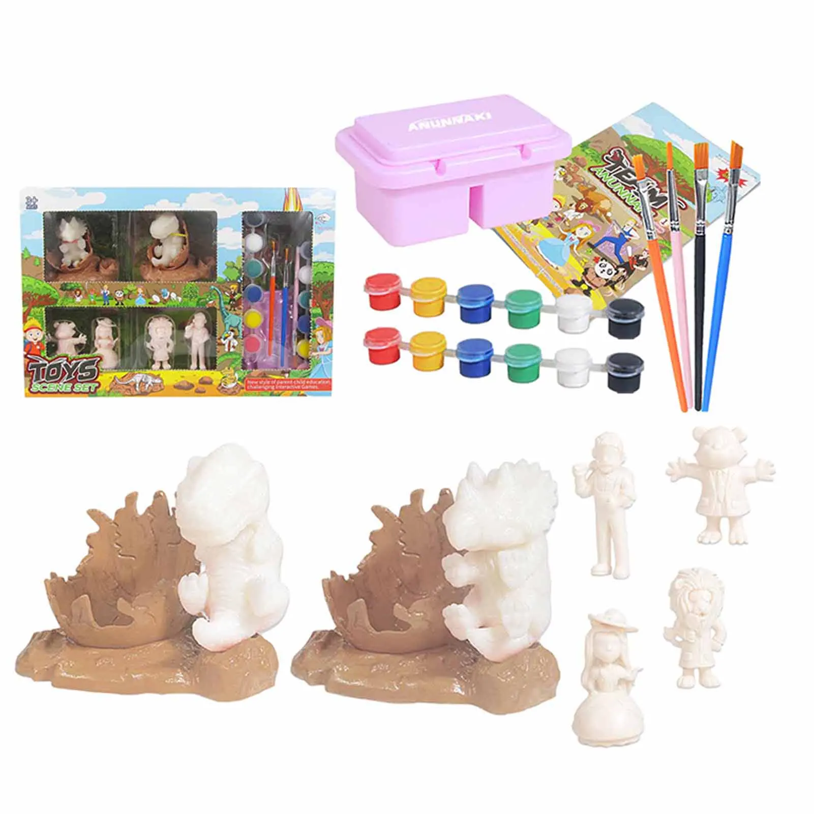 

DIY Graffiti Dinosaur Model Children 3d Painted Dinosaur Tools Crafts Set Art Educational Toys White Hand-painted Figure Set