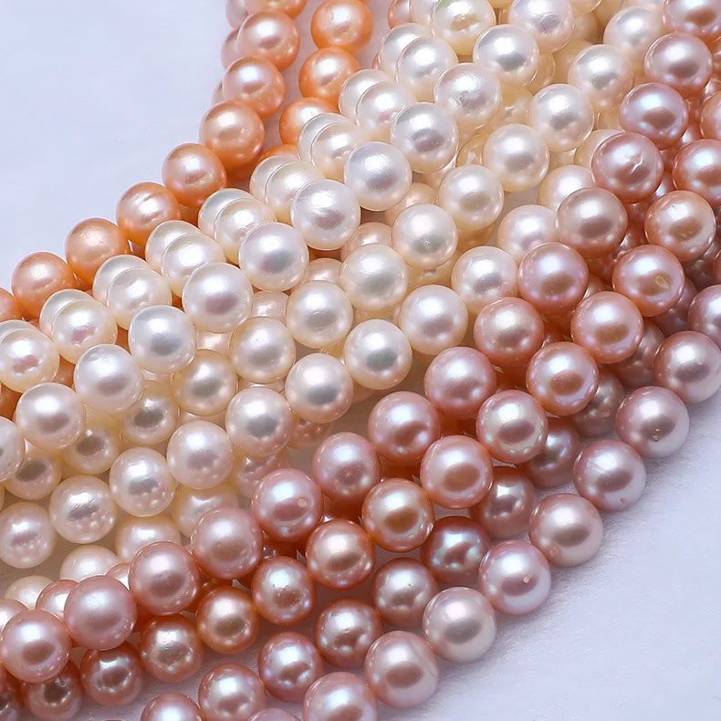 

Freshwater Pearl Necklaces Round Shape with Size 8-9mm Perfect Luster for Jewelry DIY Loose Pearl Strands Necklace