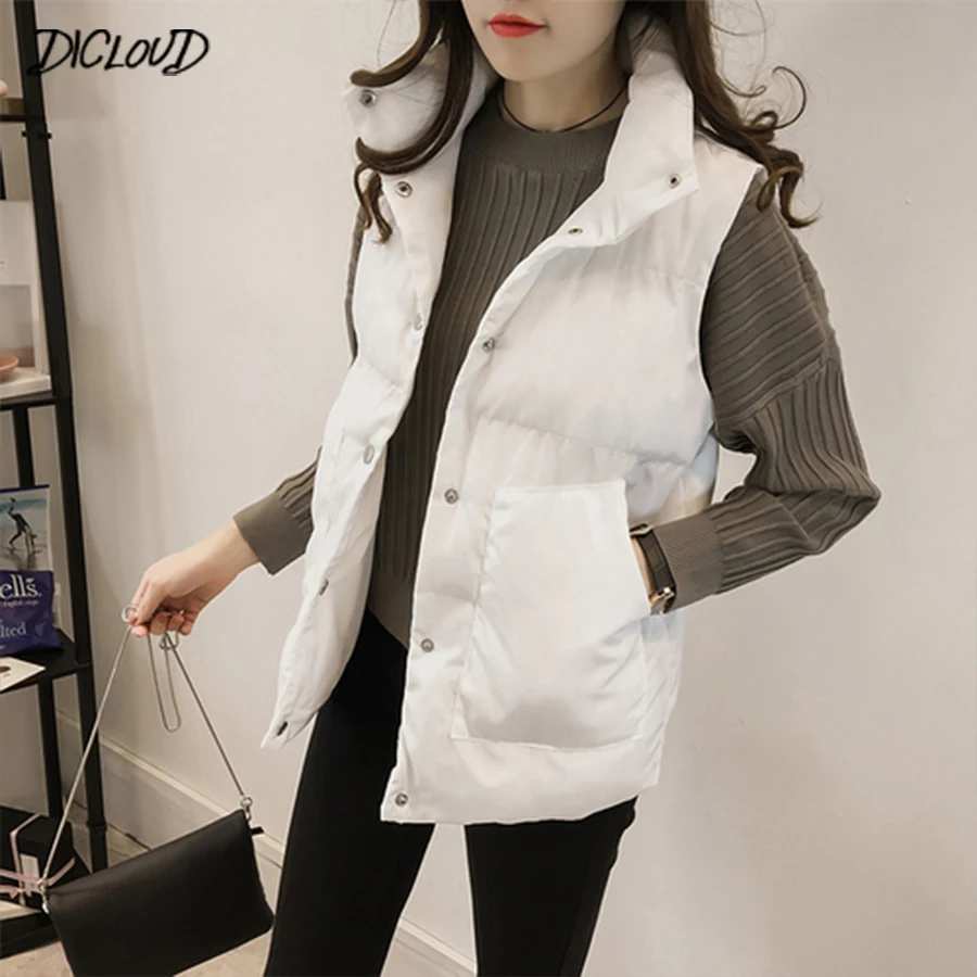 Жилет 4XL зимнее пальто женская Корейская свободная парка без рукавов мода черная