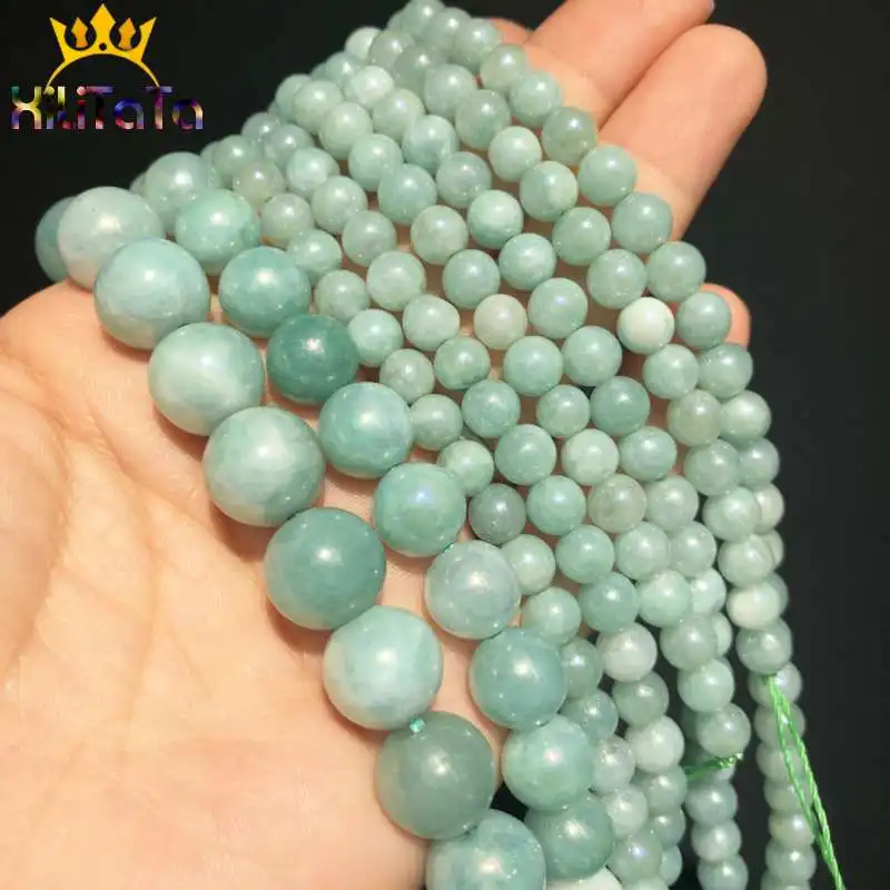 Натуральный ангелайт зеленый камень с покрытием Бусины Смут Круглый Свободные