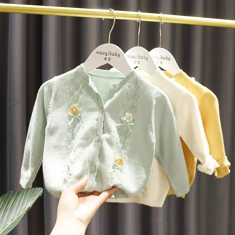 

VIDMID Baby girl's thin knitted sweater baby girl's air conditioning sunscreen coat baby girl's lovely sweaters P4958
