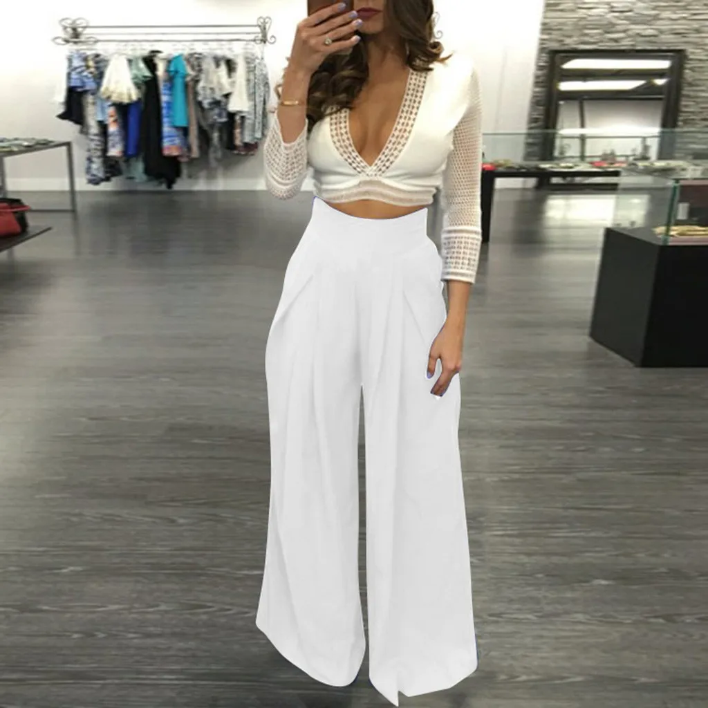 Женские брюки мешковатые широкие женские с высокой талией сексуальные шифоновые