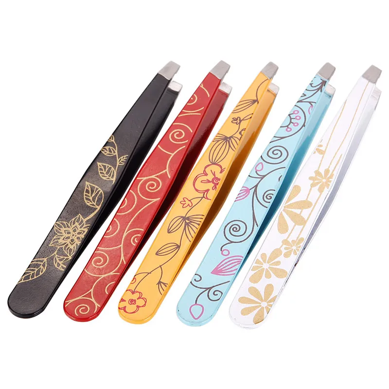 1 шт. пинцет для бровей из нержавеющей стали с цветочным принтом|Пинцеты бровей| |