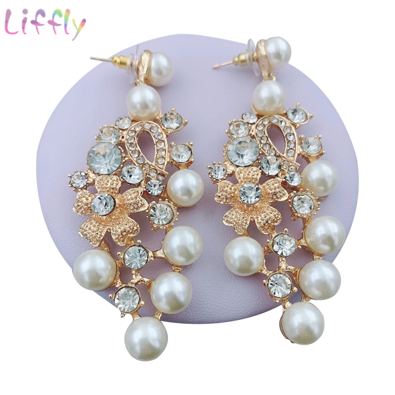 Liffly Модный комплект ювелирных изделий из Дубаи хрустальное ожерелье серьги