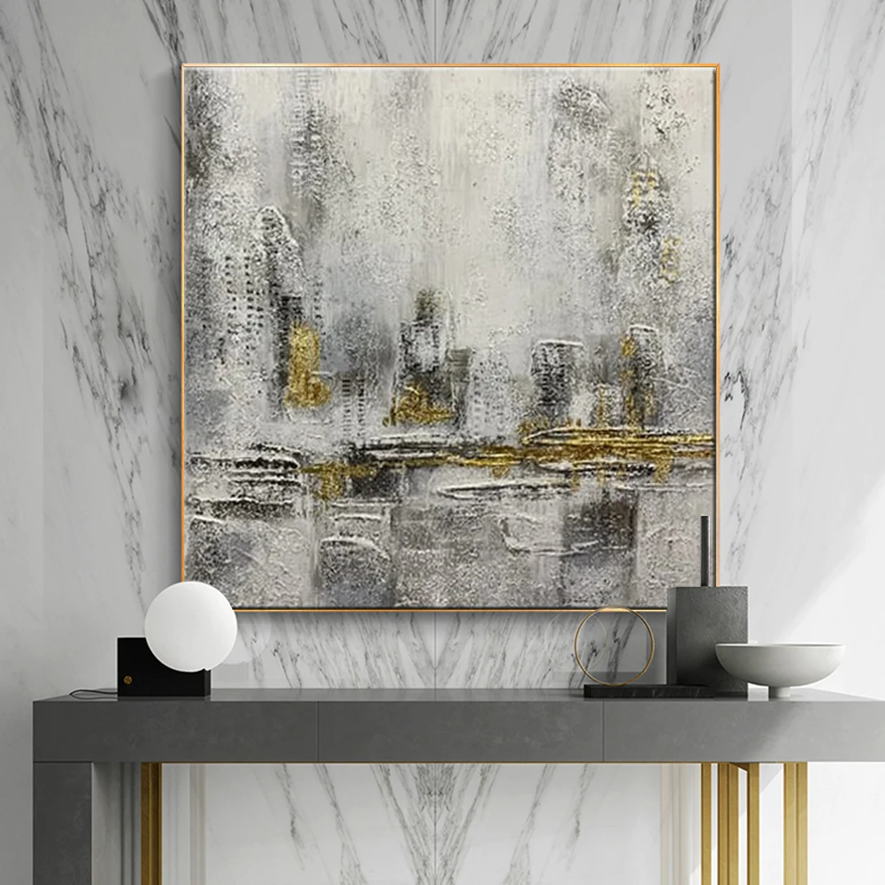 Распродажа цена 100% ручная роспись абстрактная Золотая масляная живопись на