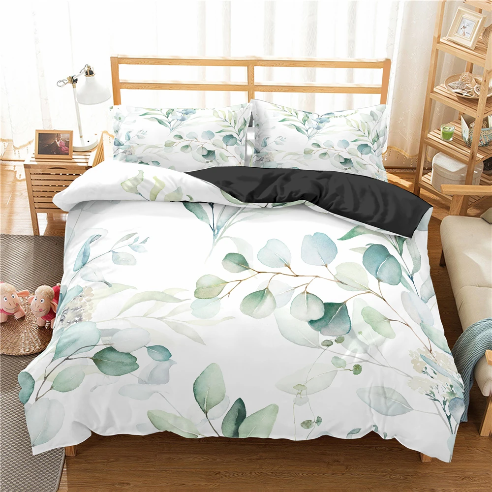 

2/3Pcs Fashion 3D Duvet Cover Floral Bedding Sets Edredon Single Leaves Pattern Printed Luxury Children Kids Comforter cover