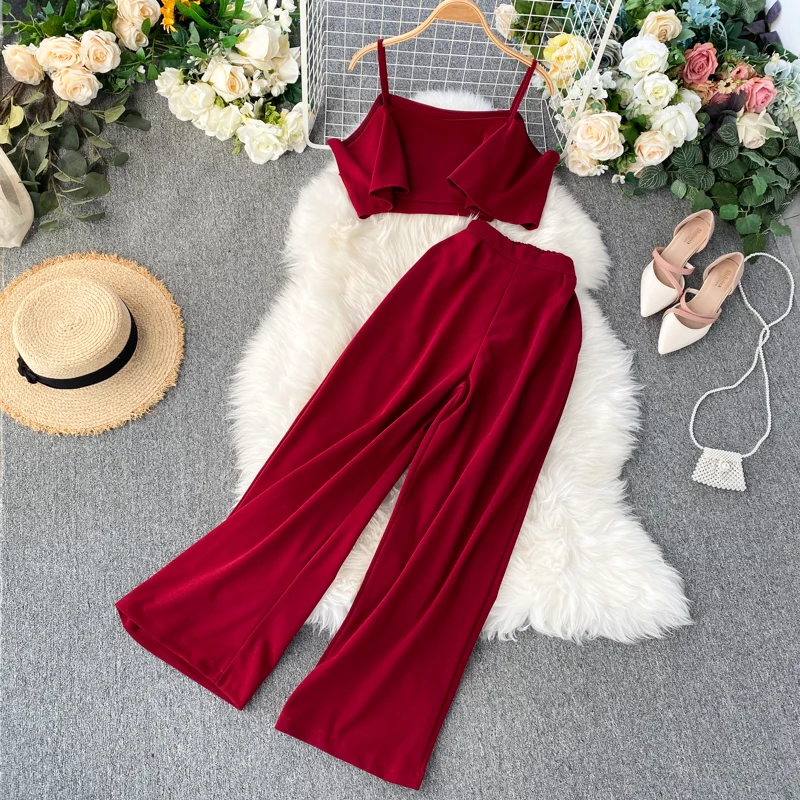Женский короткий топ на бретельках ALPHALMODA повседневный комплект из 2 предметов
