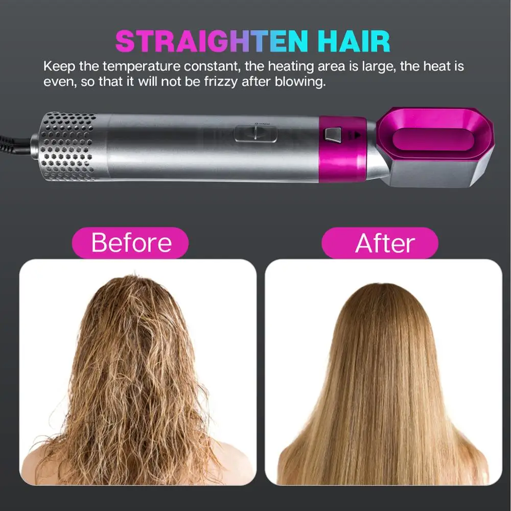 

5 In 1 Hair Dryer Professional Hot Air Brush Automatic Rotating Hairdryer Hairstyling Tools Blow Dryer With Nozzles Curling Iron