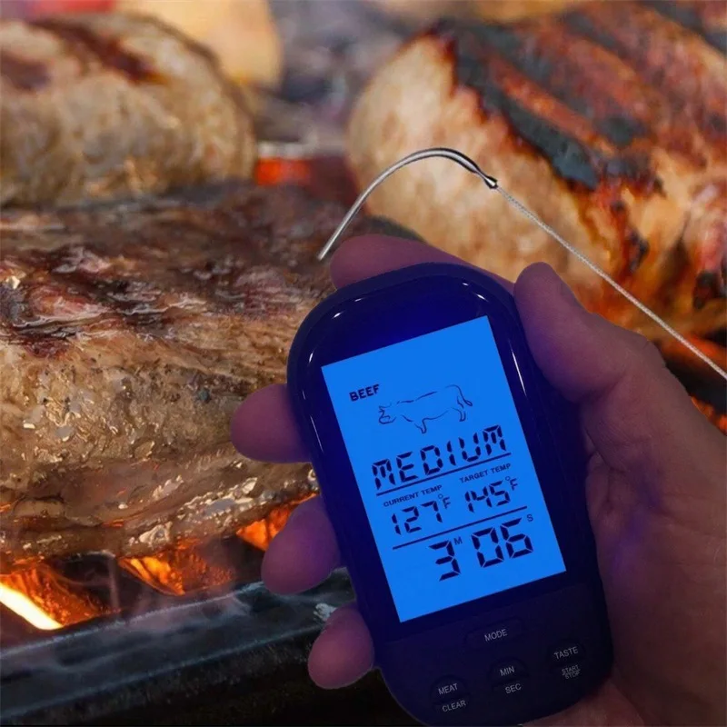 

Kitchen digital barbecue thermometer wireless oven food cooking barbecue smoked meat thermometer with probe and timer temperatur