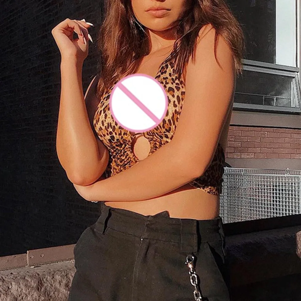 Женский спортивный бюстгальтер со шнуровкой кольцо Леопард с v-образным вырезом