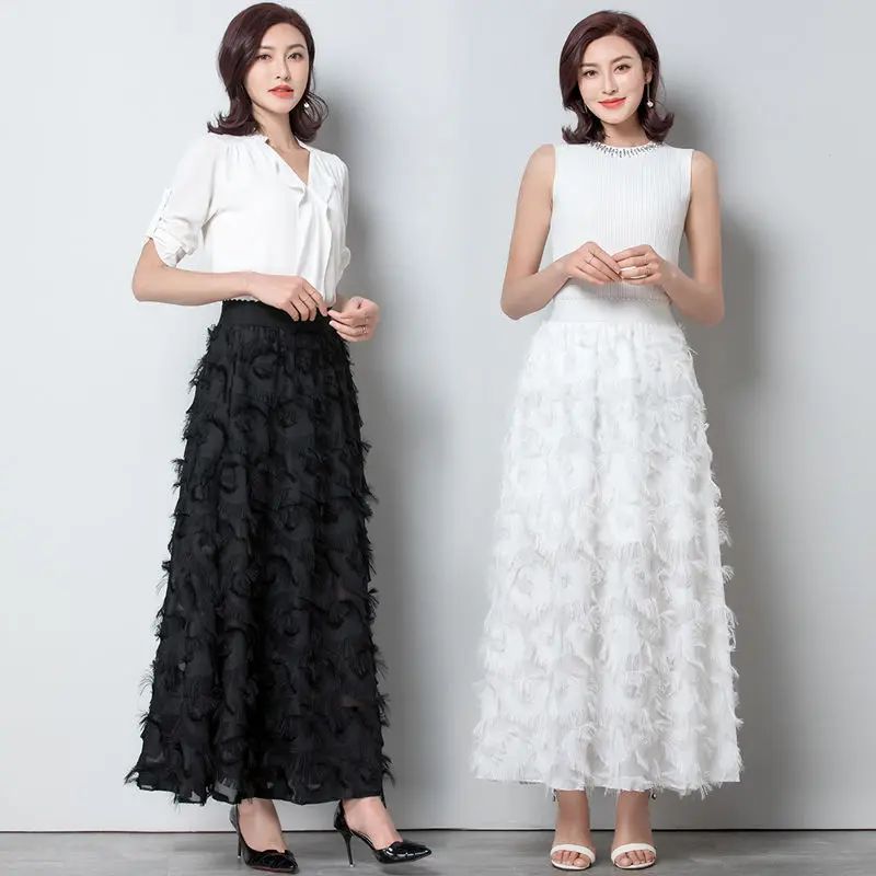 

Spring and Summer Chiffon High Waist Bubble A- line Skirt plus Size Dress Woman Skirts Mujer Faldas Saias Mulher