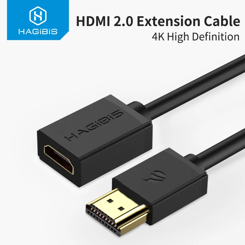 HDMI кабель-удлинитель hagибис 4K 3D HDMI2.0 Мужской и Женский удлинитель для компьютера/HDTV/ноутбука/проектора/PS3/4 аудио-видео кабель 1 м