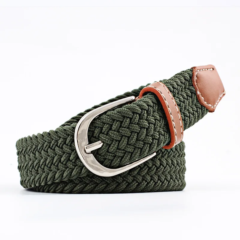 

Women Casual Knitted Pin Buckle Belt Woven Canvas Elastic Stretch Belts Webbing 2020 Fashion Women's Elastic Knitting Women's