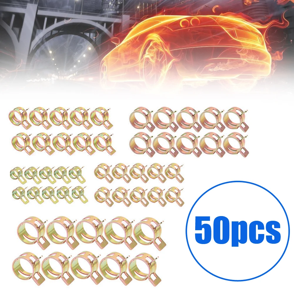 

50Pcs Spring Clip Fuel Water Pipe Line Hose Air Tube Clamps Fastener 5mm/6mm/7mm/8mm/9mm Vehicle Accessories