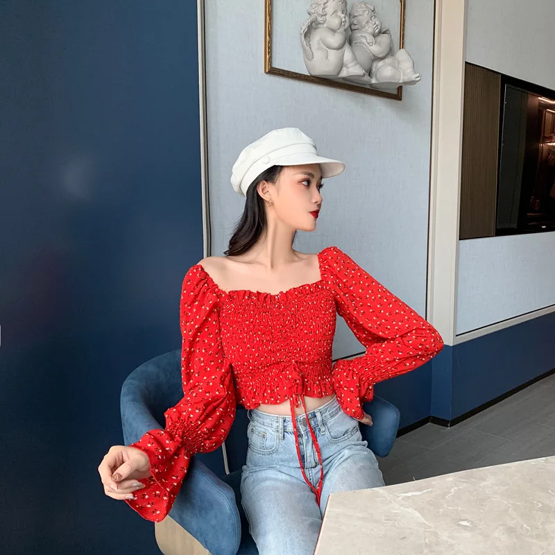 Женская одежда топы и блузки шифоновый укороченный топ с бантом квадратным