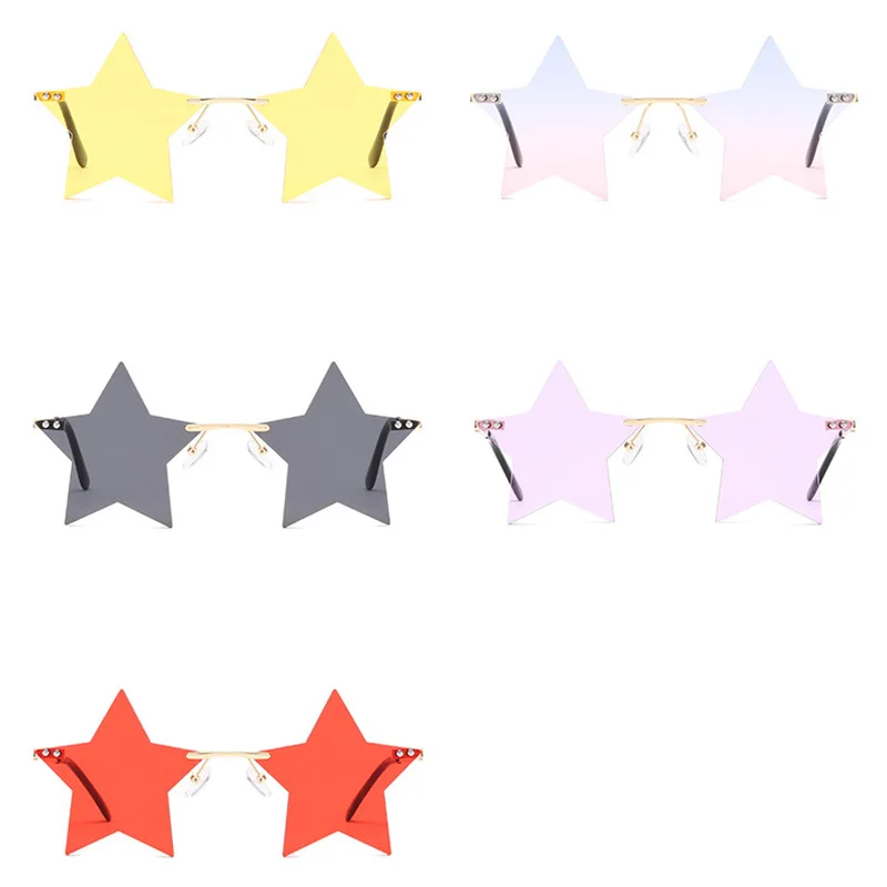 

Five-pointed Star Rimless Sunglasses Woman 2021 Metal Glasses Fashion Shades For Men Eyewear Vintage Retro Oculos De Sol Femme