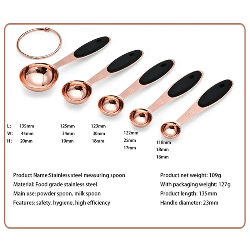 

5pcs/Set Stainless steel Measuring Spoon For Baking Coffee Tea Measure Tool Baking Tool Kitchen Accessories Dropshipping