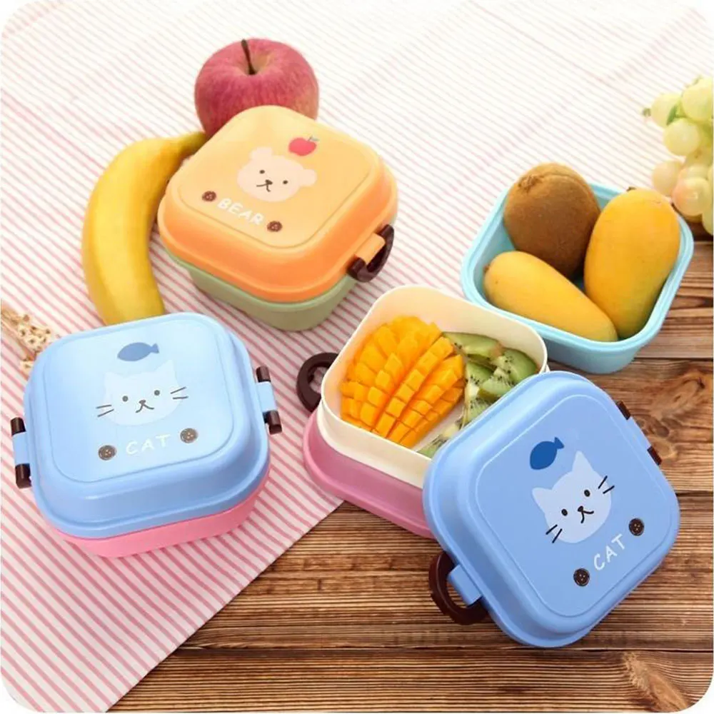 

Children's Mini Cute Cartoon Food Storage Box School Portable Lunch Box Plastic Food Grade Student Gift High Quality Kitchen Set