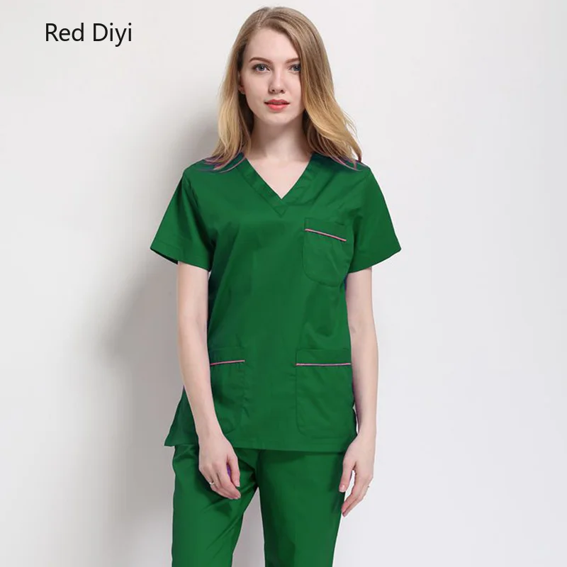Больница доктор хирургическая форма Лето v-образным вырезом больница красота скрабы медицинская форма женские наборы хирургические халаты
