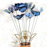 10pcsset simulation butterfly stick outdoor garden flower pot decor ornament