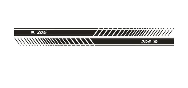 

2 Pcs/lot Car Stickers Body Door Side Skirt Sticker Long Stripes Vinyl Decal For Peugeot 206 Car Styling Decoration Accessories