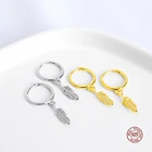 LKO настоящее серебро 925 пробы 100% милые серьги-кольца с перьями для женщин ювелирные изделия роскошные милые висячие серьги девушка серьги-гвоздики подарок