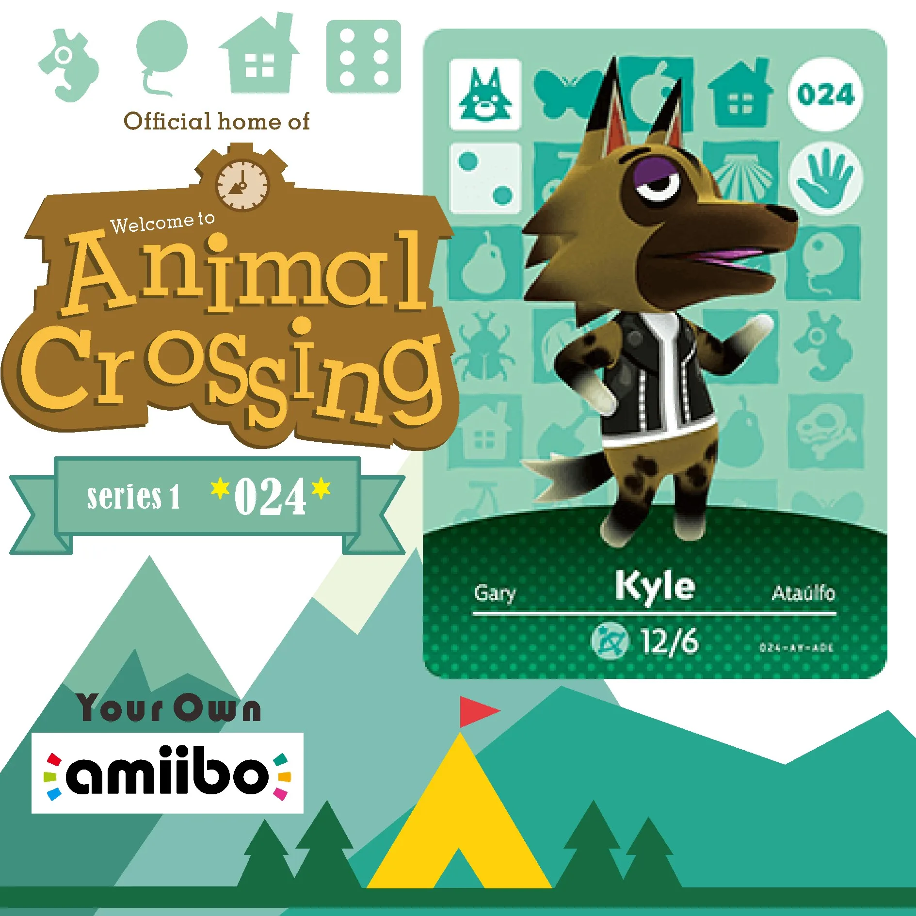 024 Kyle Welcome Amiibo Cross карточка для игры с животными скрещивания карта работа Ns Games