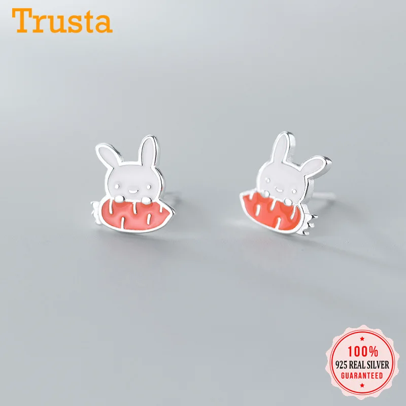 Серьги гвоздики из серебра 100% пробы с кроликом|Серьги-гвоздики| |