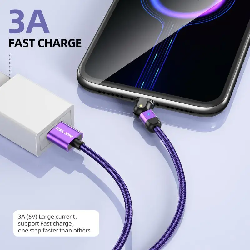 Micro USB локоть кабель 0 5 м/1 м/2 м 180 ° градусов 3A Быстрый зарядный Дата шнур для Samsung