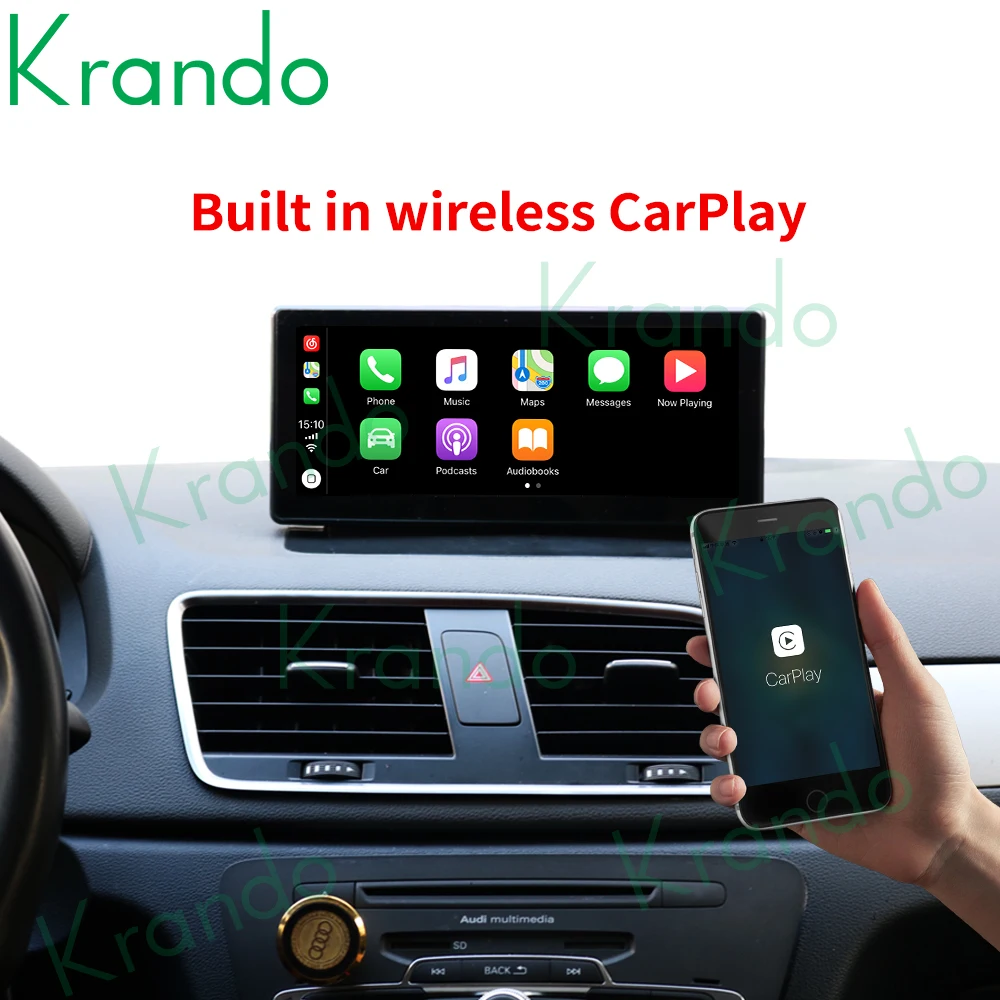 구매 Krando 8.8 인치 4 + 128GB 안 드 로이드 10.0 자동차 오디오 시스템 GPS 아우디 Q3 2011-2017 자동차 헤드 유닛 무선 Carplay 안 드 로이드 자동