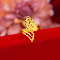 korean fashion rings for women phoenix tail gold rings big women 24k gold party wedding engagement rings jewelry wholesale