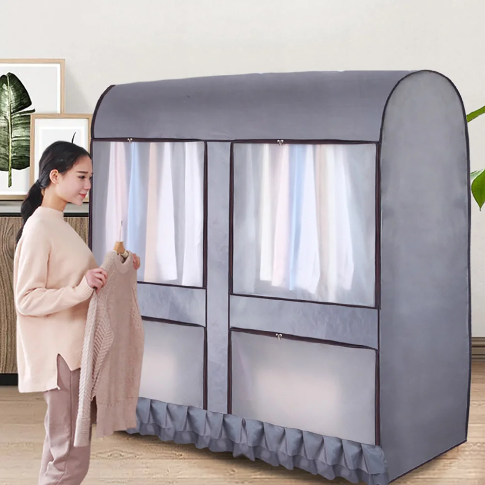 

Floor-mounted drying rack dust cover plastic transparent clothes cover clothing coat storage finishing Oxford cloth