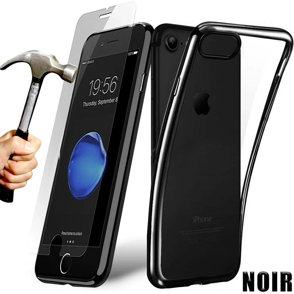 

for IPhone silicone shell Se / 8 / 7 / 6 / S / X XR XS Max 11 PRO + toughened glass film glass