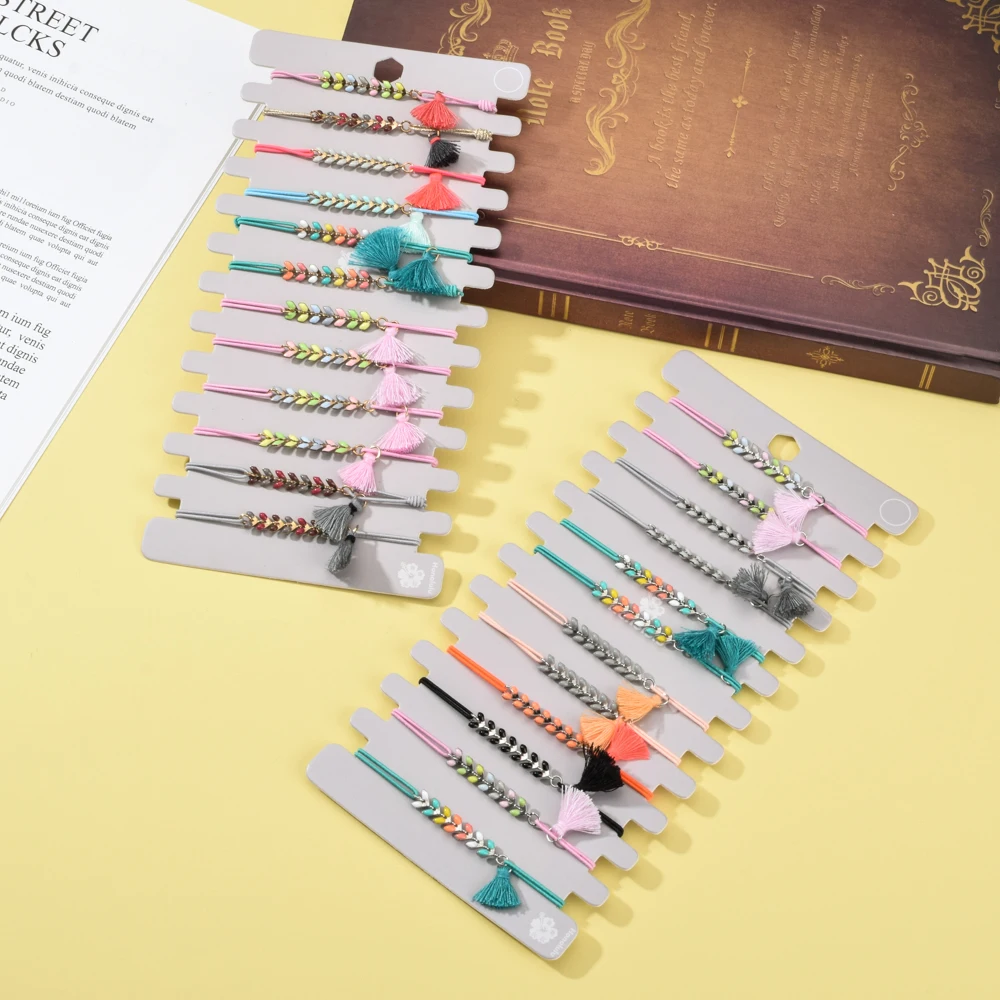 Набор женских небольших браслетов с кисточками 12 шт./лот браслеты ручной работы