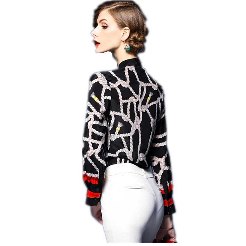 Осенне весенняя и 2020 Высококачественная модная женская новая шелковая блузка в