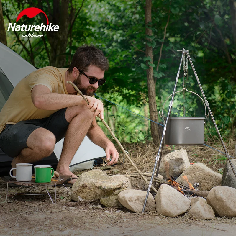 Туристическая посуда Naturehike 4L легкий котелок с крючком алюминиевый штатив на 4 6