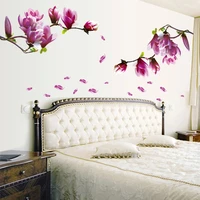 3d violet magnolia flower wall stickers home decor wallpaper mural removable decals living room decoration diy art wallstickers
