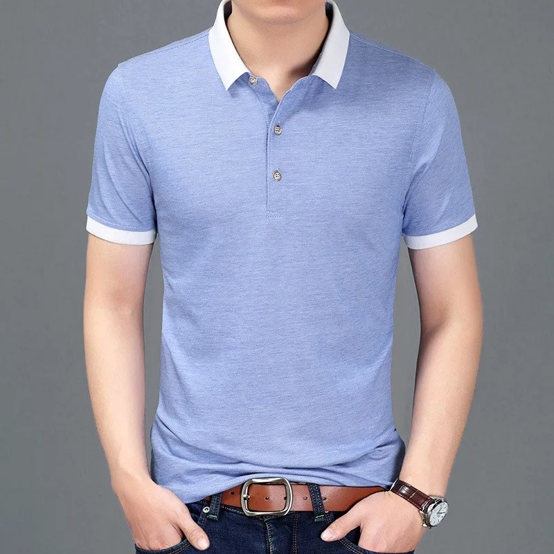 

Мужская футболка L-образной формы корейской версии тренда Лета Новая рубашка с рукавом до локтя Мужская рубашка с коротким рукавом и принто...