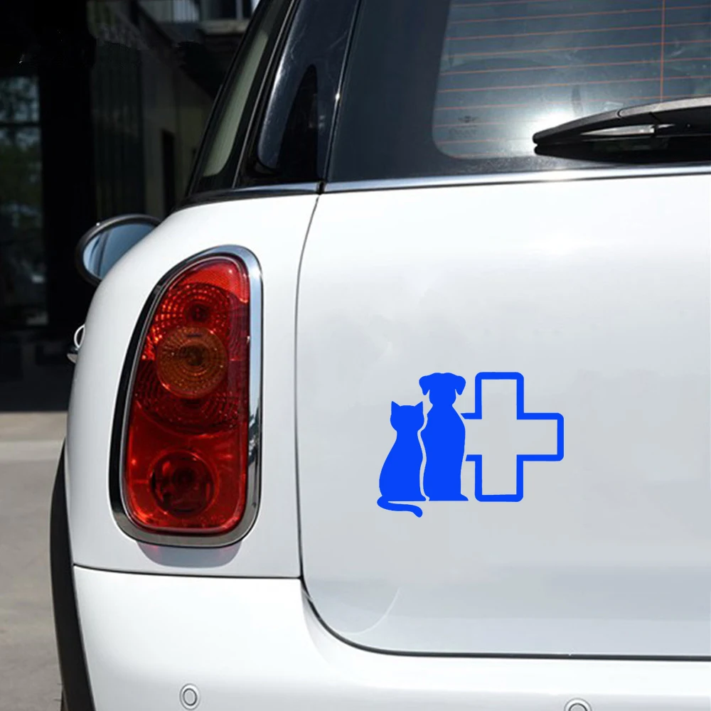 

17*13.2cm Cat and dog Religion Church Car Stickers Funny Personality Stickers Motorcycle SUVs Bumper Laptop Car Styling