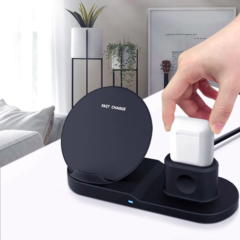 3 в 1 лучшая Беспроводная подставка для зарядного устройства для iPhone 11 Pro Max 8 AirPods Watch Series 4/3 QC3.0 быстрое зарядное устройство для samsung huawei Xiaomi