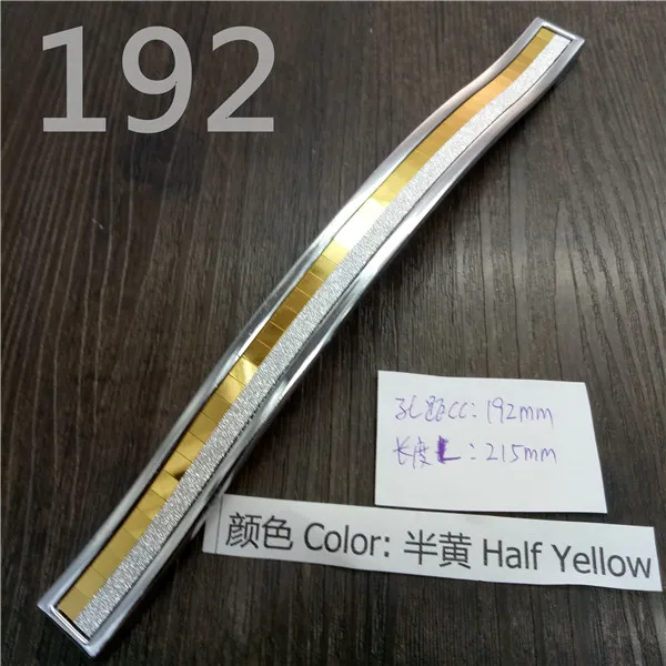 Half Yellow CC 192mm Кристальная ручка с отверстием CC 96 мм/128 мм серебристо-цветная кристальная Мебельная ручка для шкафа Ручка для выдвижных ящиков дверная ручка кухонная ручка - Цвет: Half Yellow CC 192mm