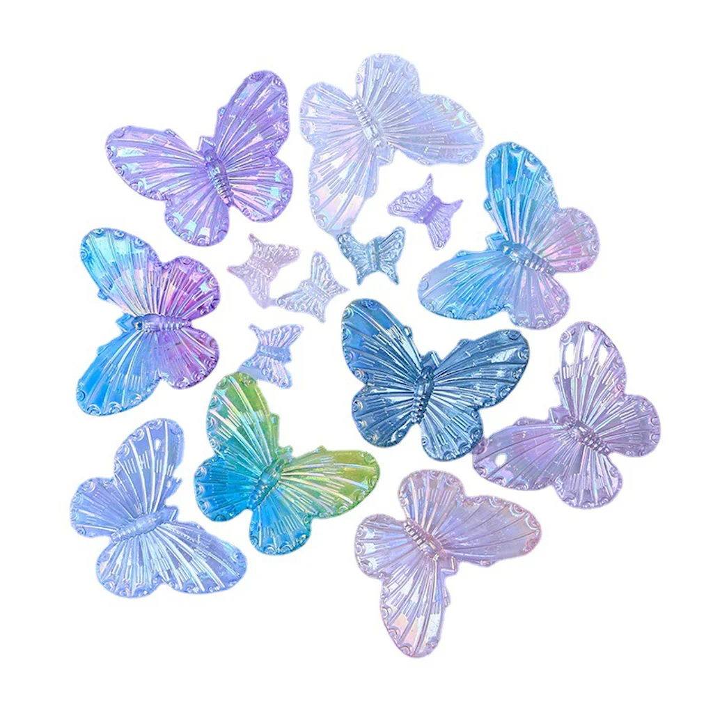 

DIY simulation cream gel laser transparent magic color gradient butterfly mobile phone case material bag handmade resin accessor