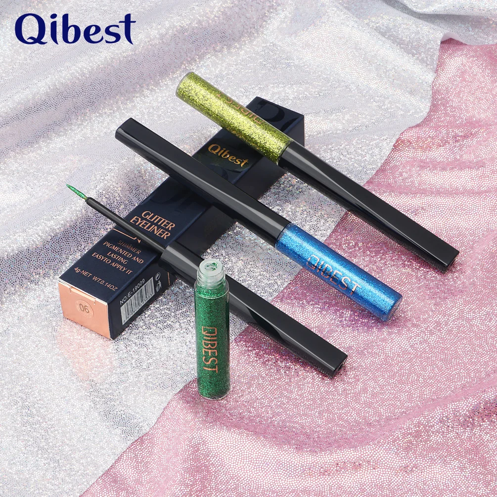 Бренд qibest 15 цветов жидкая подводка для глаз золотистая красная синяя блестящая