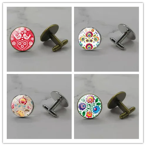 Новые полированные серьги с рисунком в стиле народного искусства цветок манжета