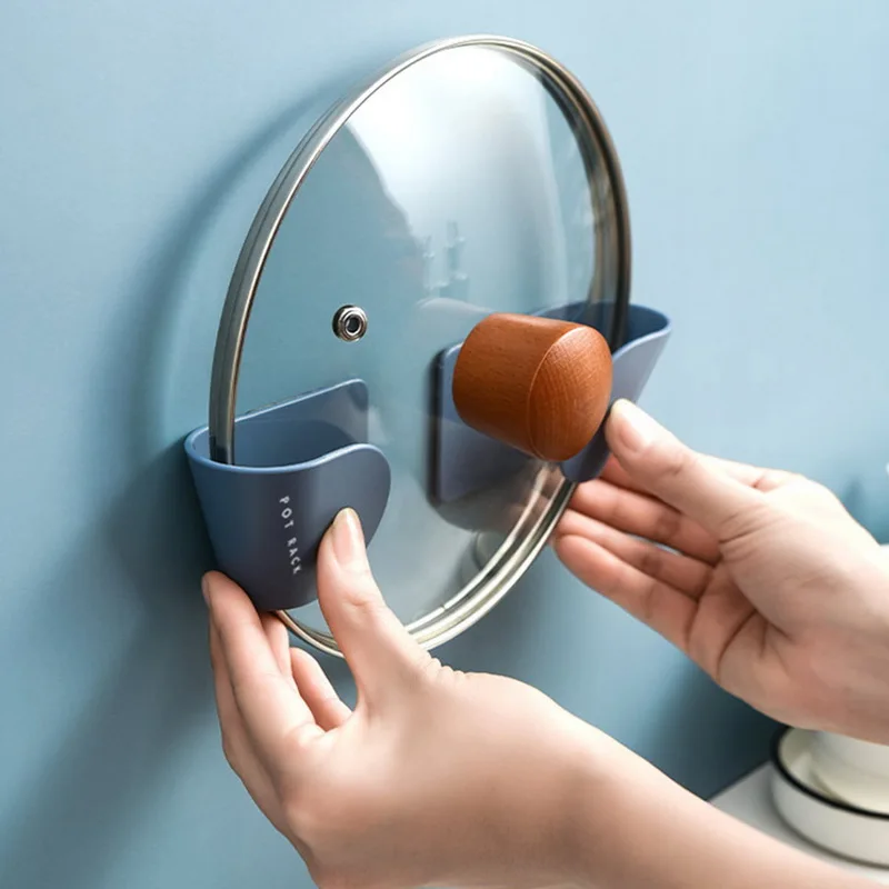 Самоклеющийся держатель для крышки кастрюли без дырочек подставка хранения