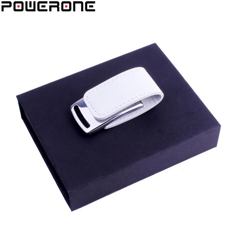 POWERONE кожаный брелок флешка с коробкой USB флеш накопитель 4 ГБ 16 32 64 модная карта