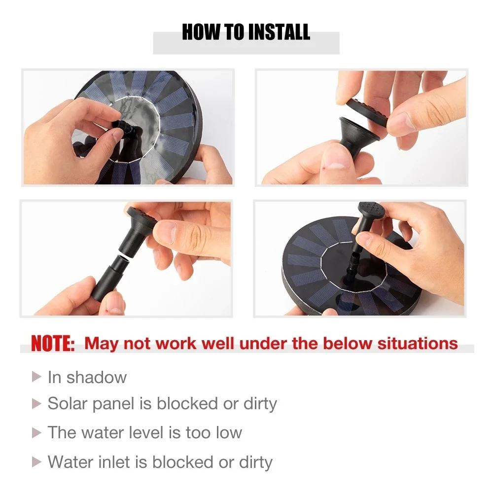 

Floating Solar Fountain Garden Water Fountain Outdoor Pond Decoration Solar Panel Powered Fountain Water Pump Garden Decoration
