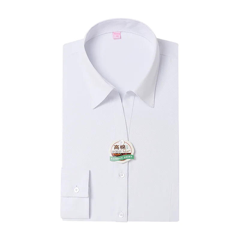 

Three button career shirt women's long sleeve slim top work clothes business interview dress versatile white shirt